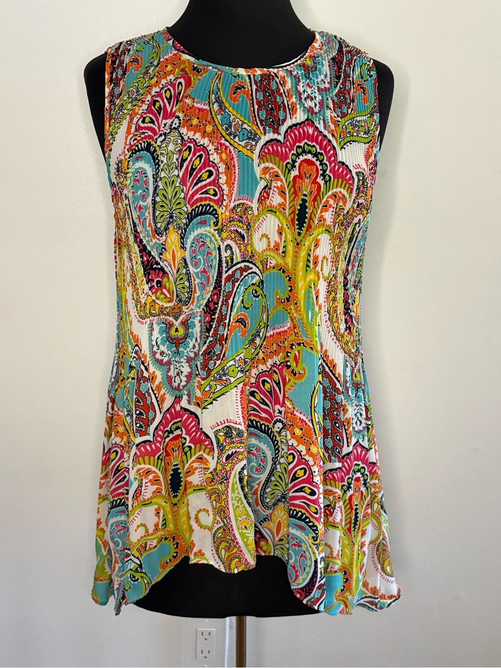 Spense Women’s Multicolor Paisley Scoop Neck Tank Top L